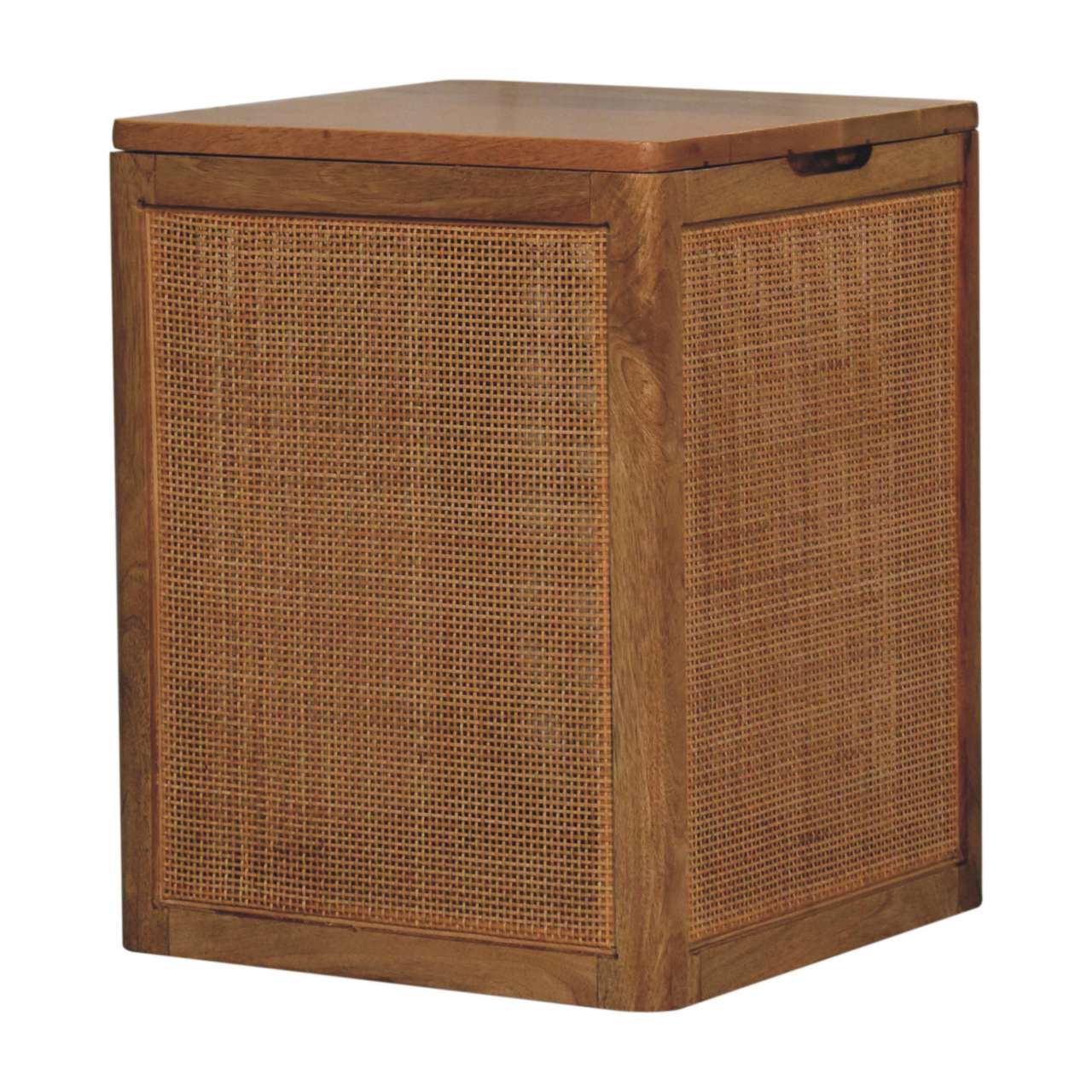 Brown Storage Bench - Nora Lane Home furniture - Solid wood, Rattan detail - 17.72 x 17.72 x 18.5 in