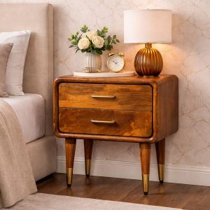 Natural Wood Storage Nightstand - Nora Lane Home furniture - Solid wood - 22 x 18 x 18 in