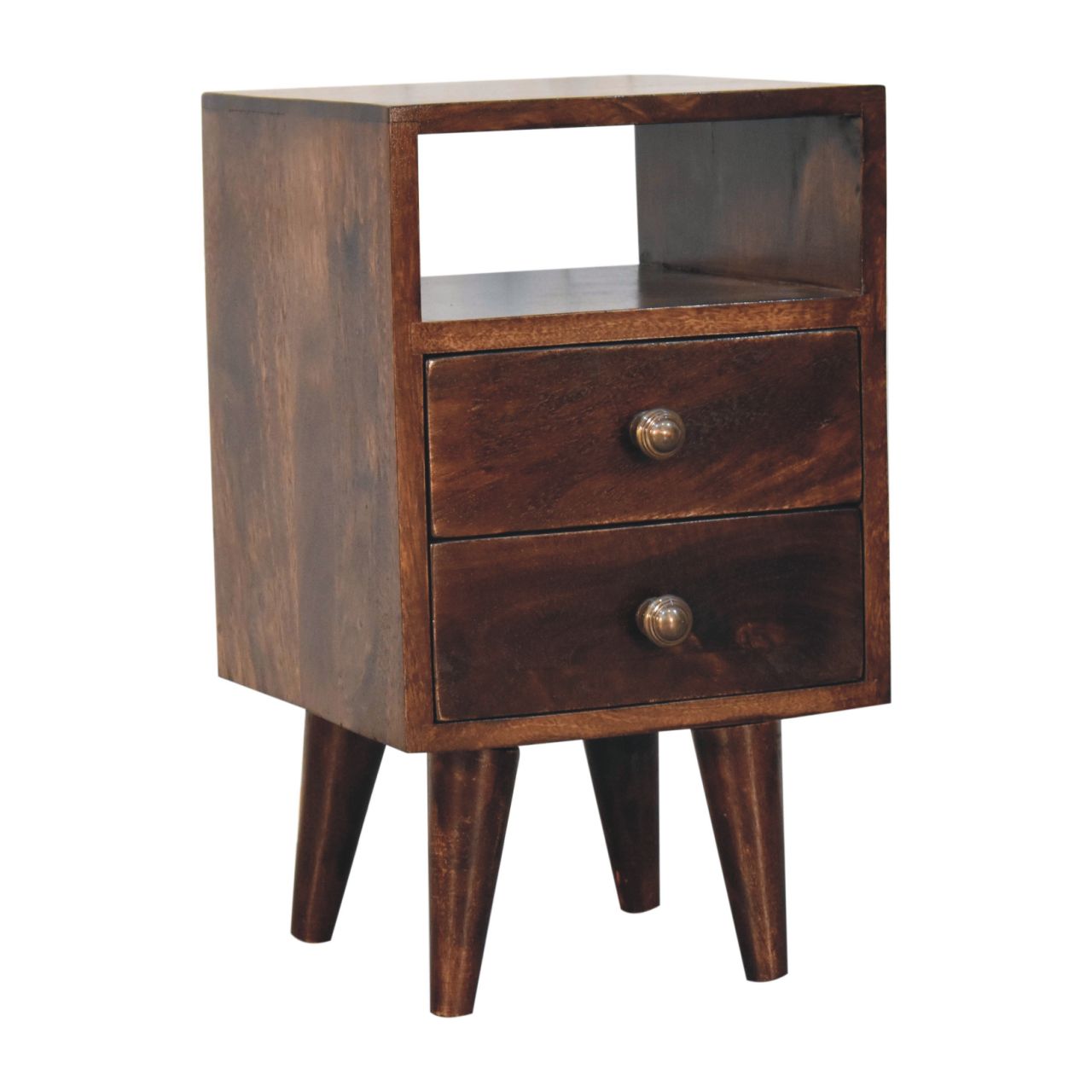 Walnut Storage Nightstand - Nora Lane Home furniture - Solid wood, Walnut finish - 15.75 x 15.75 x 17.72 in
