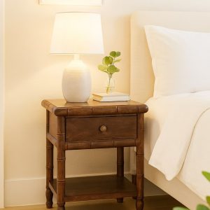 Brown Storage Nightstand - Nora Lane Home furniture - Solid wood - 18.1 x 21.7 x 27.6 in