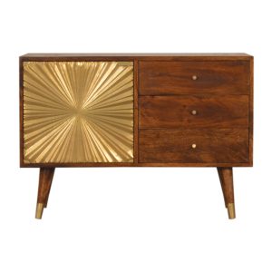 Brown Storage Sideboard - Nora Lane Home furniture - Solid wood, Metal accent - 17.72 x 37.4 x 19.69 in