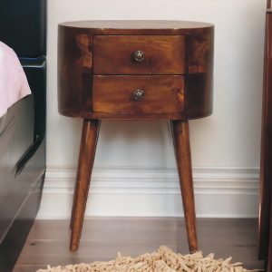 Brown Round Storage Cabinet - Nora Lane Home furniture - Solid wood - 17.72 x 13.78 x 11.81 in