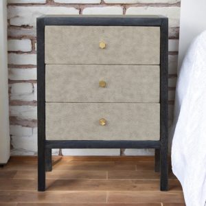 Black Solid Wood Faux Leather Storage Nightstand - Nora Lane Home furniture - Solid wood, Upholstered - 17.72 x 21.65 x 27...