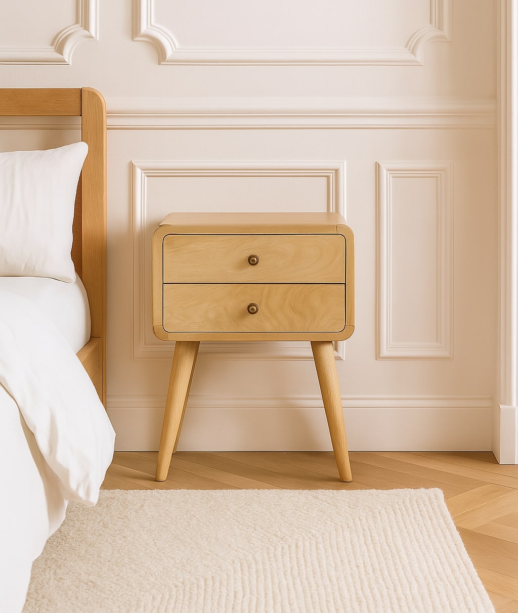 Natural Wood Storage Nightstand - Nora Lane Home furniture - Solid wood - 21.65 x 17.72 x 18.11 in