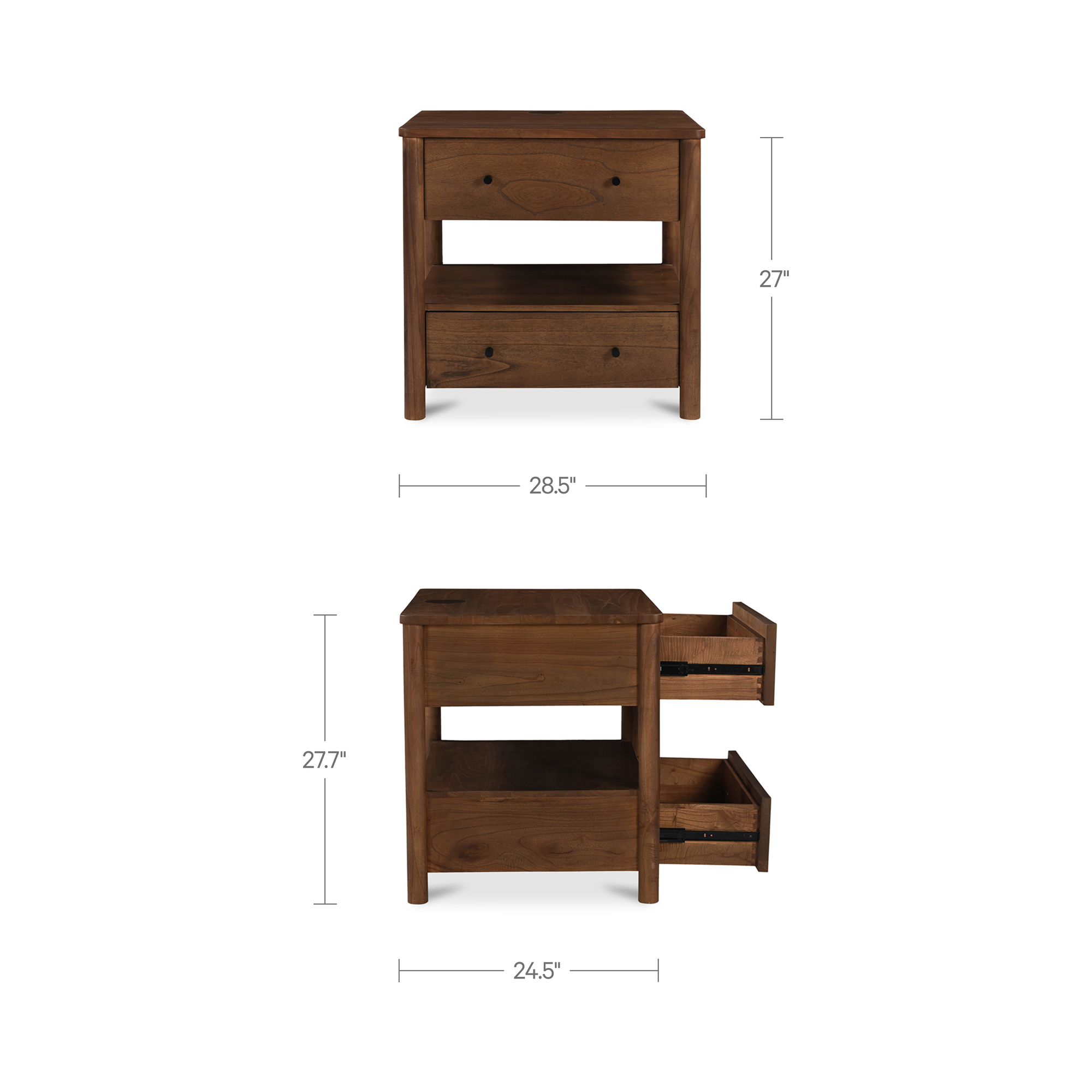 Brown Wood Storage Nightstand - Nora Lane Home furniture - 32 x 28 x 32.5 in