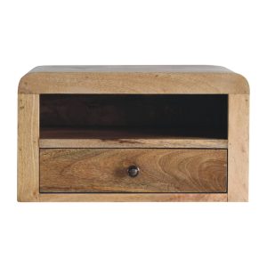 Natural Wood Storage Floating Nightstand - Nora Lane Home furniture - Solid wood - 21.65 x 15.75 x 13.78 in