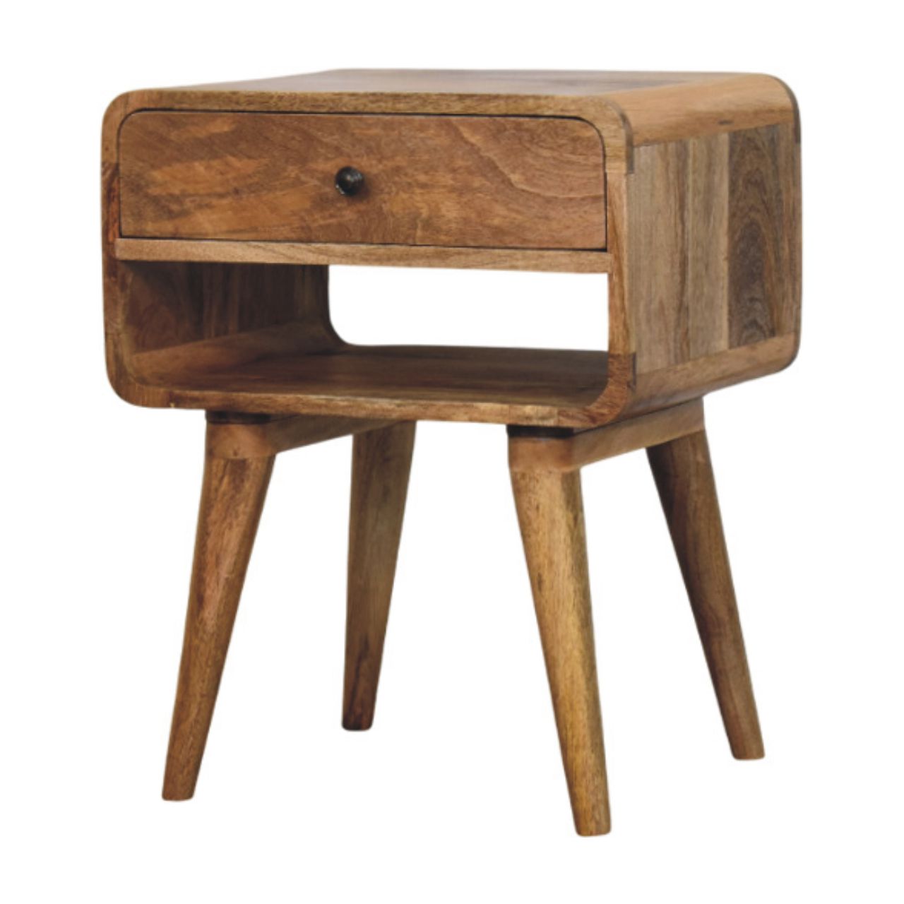 Natural Wood Storage Nightstand - Nora Lane Home furniture - Solid wood, Metal accent - 21.45 x 17.55 x 13.65 in