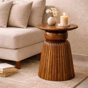 Natural Wood Round Tables - Nora Lane Home furniture - Solid wood - 22 x 22 x 24 in