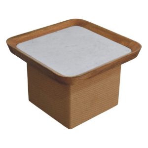 Brown Coffee Table - Nora Lane Home furniture - Solid wood, Marble detail - 28 x 28 x 20 in