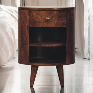 Walnut Storage Nightstand - Nora Lane Home furniture - Solid wood, Walnut finish - 15.75 x 19.69 x 19.69 in