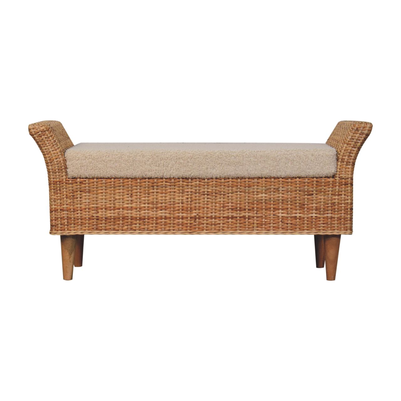 Brown Storage Bench - Nora Lane Home furniture - Solid wood, Rattan detail - 17.72 x 44.09 x 17.72 in