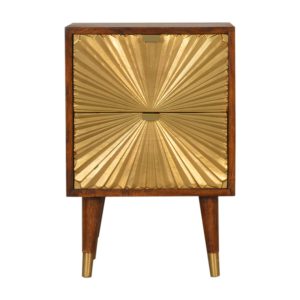 Brown Storage Nightstand - Nora Lane Home furniture - Solid wood, Metal accent - 19.69 x 17.72 x 19.69 in