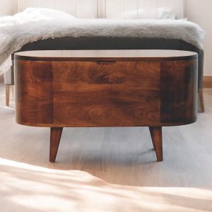 Walnut Round Bedroom Storage - Nora Lane Home furniture - Solid wood, Walnut finish - 17.72 x 35.43 x 15.75 in