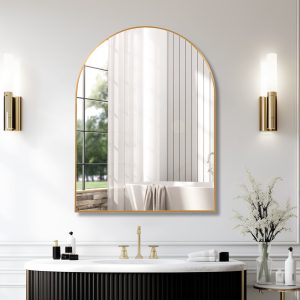 Gold Wall Mirror - Nora Lane Home furniture - Metal accent, Glass detail - 42.1 x 32.08 x 1.61 in