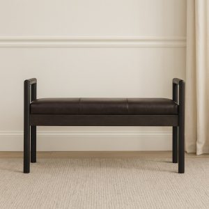 Brown Storage Bench - Nora Lane Home furniture - Solid wood - 17.72 x 47.24 x 11.81 in