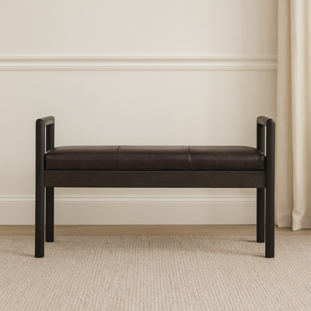 Brown Storage Bench - Nora Lane Home furniture - Solid wood - 17.72 x 47.24 x 11.81 in
