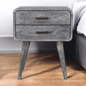 Brown Storage Nightstand - Nora Lane Home furniture - Solid wood, Metal accent - 19.69 x 15.75 x 14.96 in