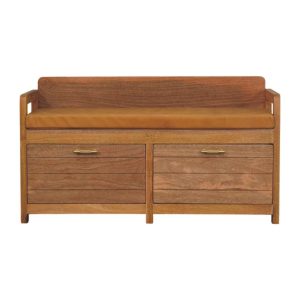 Natural Wood Storage Bench - Nora Lane Home furniture - Solid wood, Metal accent - 43.31 x 17.72 x 25.59 in