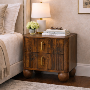Brown Storage Nightstand - Nora Lane Home furniture - Solid wood - 25.59 x 19.69 x 21.65 in