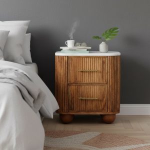 Brown Storage Nightstand - Nora Lane Home furniture - Solid wood - 21.65 x 17.72 x 20.47 in