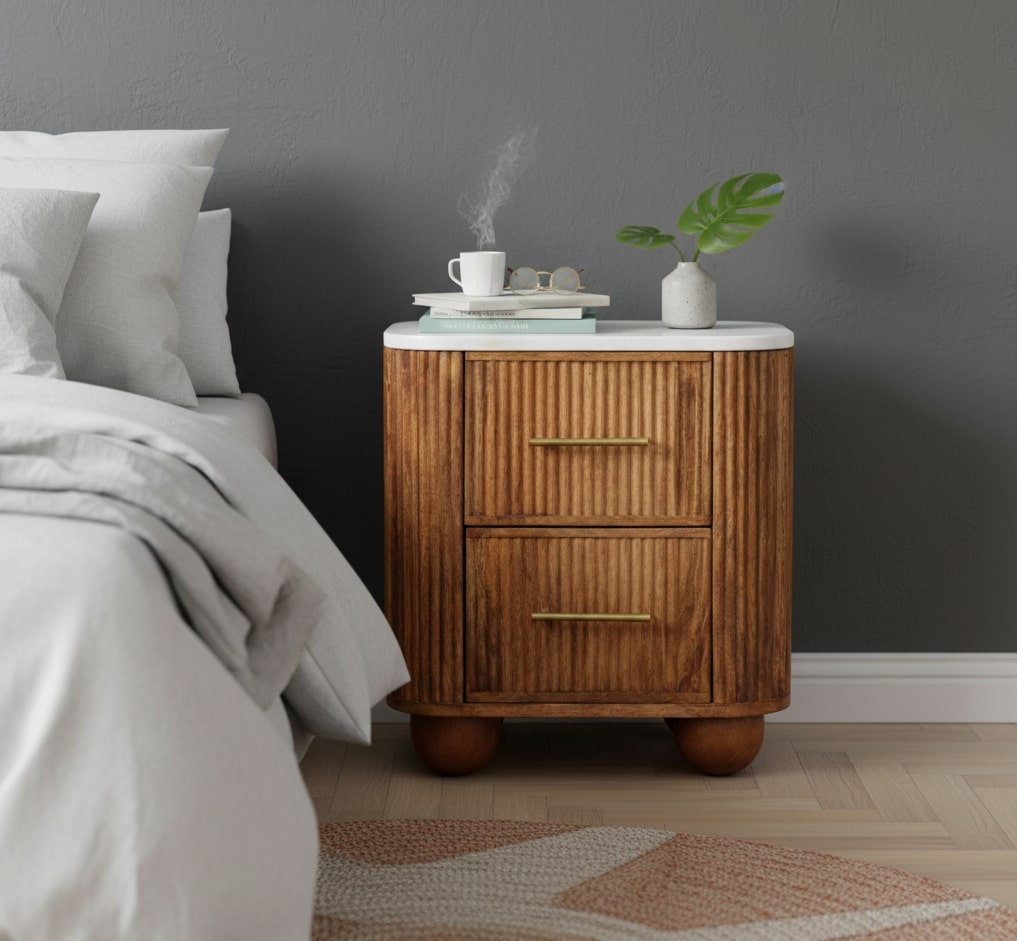 Brown Storage Nightstand - Nora Lane Home furniture - Solid wood - 21.65 x 17.72 x 20.47 in