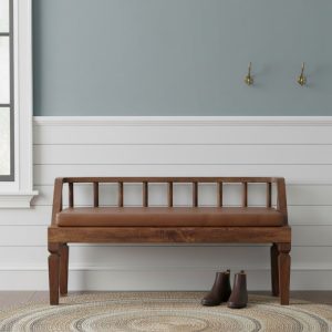 Brown Storage Bench - Nora Lane Home furniture - Solid wood - 47.24 x 19.69 x 14.57 in