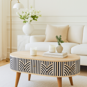 Natural Wood Storage Coffee Table - Nora Lane Home furniture - Solid wood - 35.43 x 21.65 x 9.84 in