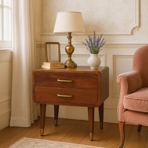 Brown Storage Nightstand - Nora Lane Home furniture - Solid wood - 17.7 x 21.7 x 17.7 in