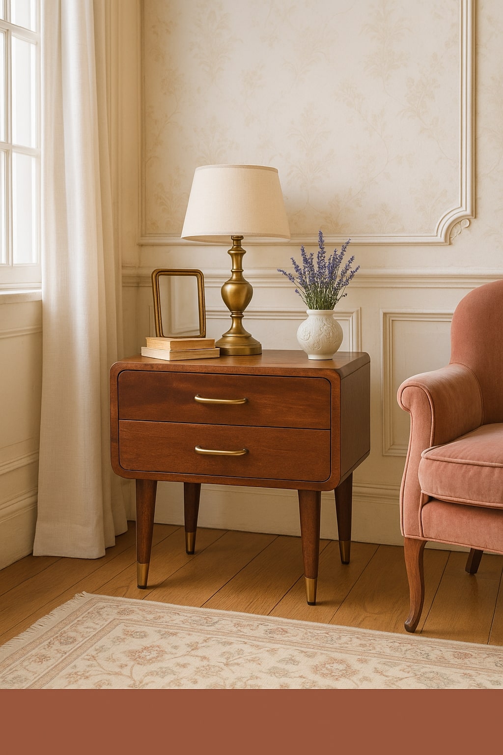 Brown Storage Nightstand - Nora Lane Home furniture - Solid wood - 17.7 x 21.7 x 17.7 in