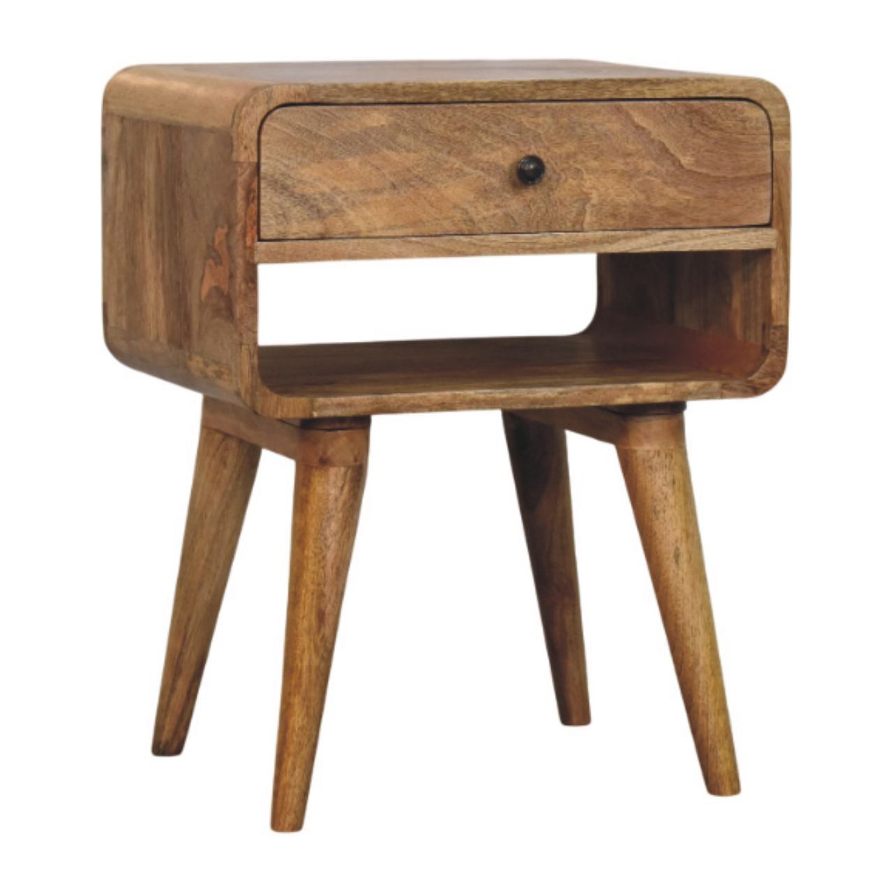 Natural Wood Storage Nightstand - Nora Lane Home furniture - Solid wood, Metal accent - 21.45 x 17.55 x 13.65 in