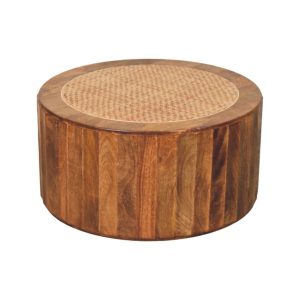 Rattan Solid Wood Coffee Table - Nora Lane Home furniture - Solid wood, Rattan detail - 35.43 x 35.43 x 19.69 in