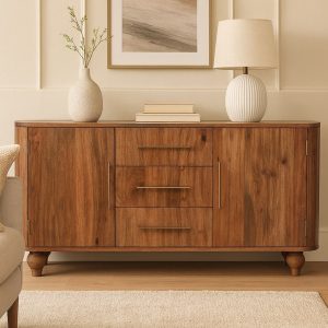 Beige Solid Wood Storage Sideboard - Nora Lane Home furniture - Solid wood - 17.7 x 61.4 x 28.7 in