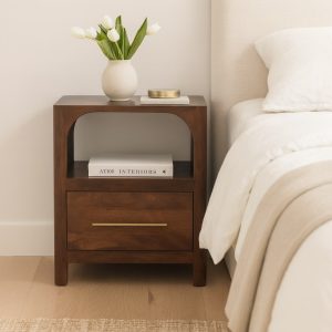 Brown Storage Nightstand - Nora Lane Home furniture - Solid wood - 17.72 x 21.65 x 25.59 in