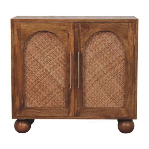 Rattan Solid Wood Storage Sideboard - Nora Lane Home furniture - Solid wood, Rattan detail - 33 x 18 x 28 in