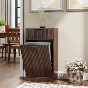 Walnut Storage Cabinet - Nora Lane Home furniture - Walnut finish, Metal accent - 35.24 x 20.47 x 5.71 in