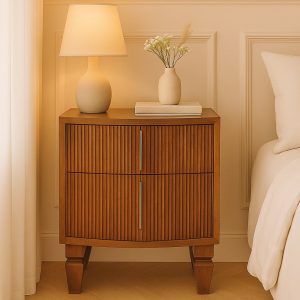 Brown Storage Nightstand - Nora Lane Home furniture - Solid wood - 19.7 x 20.5 x 19.7 in