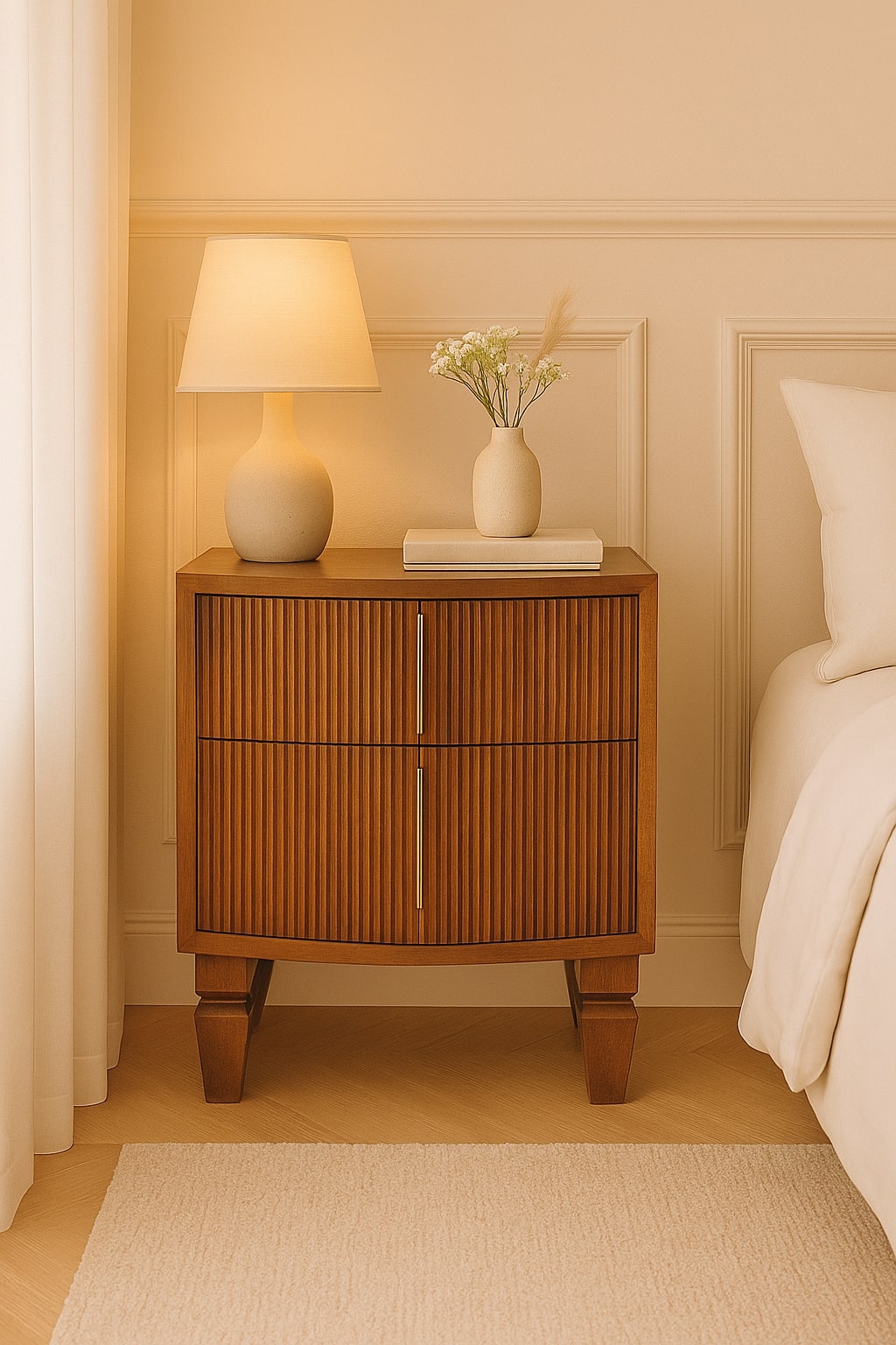 Brown Storage Nightstand - Nora Lane Home furniture - Solid wood - 19.7 x 20.5 x 19.7 in