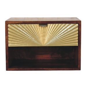 Brown Storage Floating Nightstand - Nora Lane Home furniture - Solid wood, Metal accent - 21.65 x 16.54 x 15.75 in