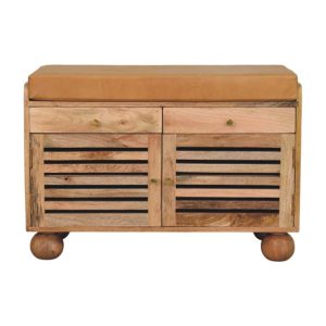 Natural Wood Storage Bench - Nora Lane Home furniture - Solid wood, Metal accent - 37.4 x 19.69 x 21.65 in