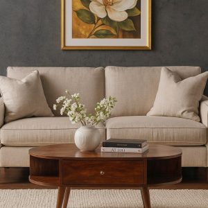 Brown Round Storage Cabinet - Nora Lane Home furniture - Solid wood - 27.56 x 47.24 x 11.81 in