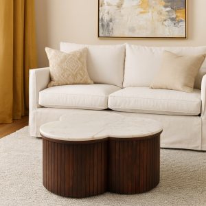 Brown Coffee Table - Nora Lane Home furniture - Solid wood, Upholstered - 36.22 x 36.22 x 20.47 in
