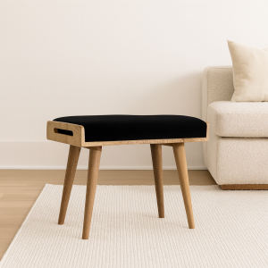 Black Velvet Storage Bench - Nora Lane Home furniture - Upholstered - 23.62 x 17.72 x 9.84 in