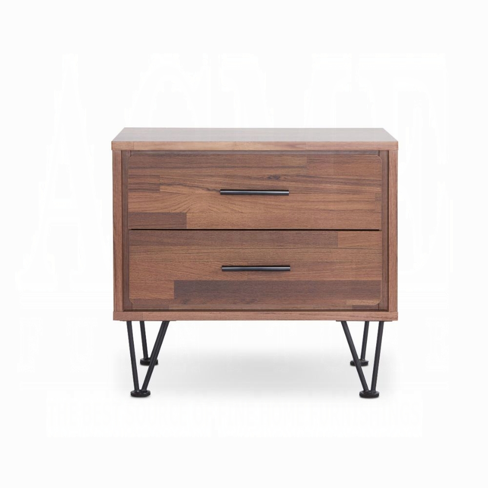 Walnut Storage Nightstand - Nora Lane Home furniture - Walnut finish, Metal accent - 26 x 21 x 7 in