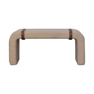 Brown Boucle Storage Bench - Nora Lane Home furniture - Solid wood - 39.37 x 17.72 x 21.26 in