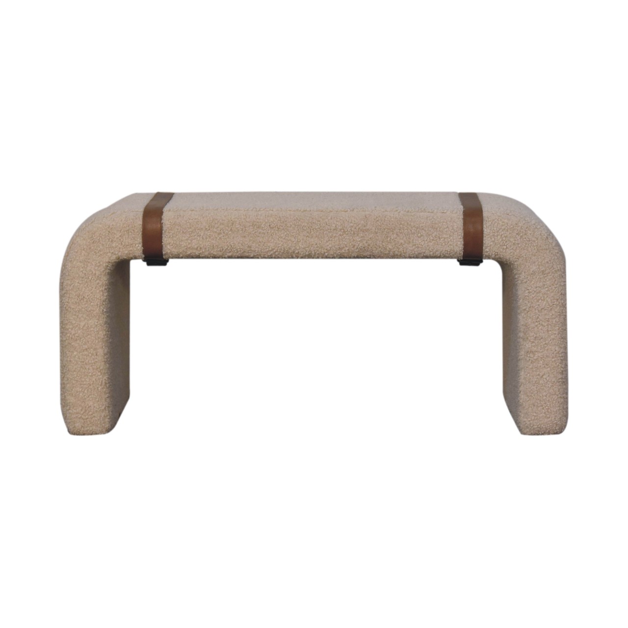Brown Boucle Storage Bench - Nora Lane Home furniture - Solid wood - 39.37 x 17.72 x 21.26 in