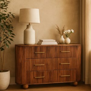 Brown Storage Cabinet - Nora Lane Home furniture - Solid wood - 17.7 x 57.1 x 32.3 in