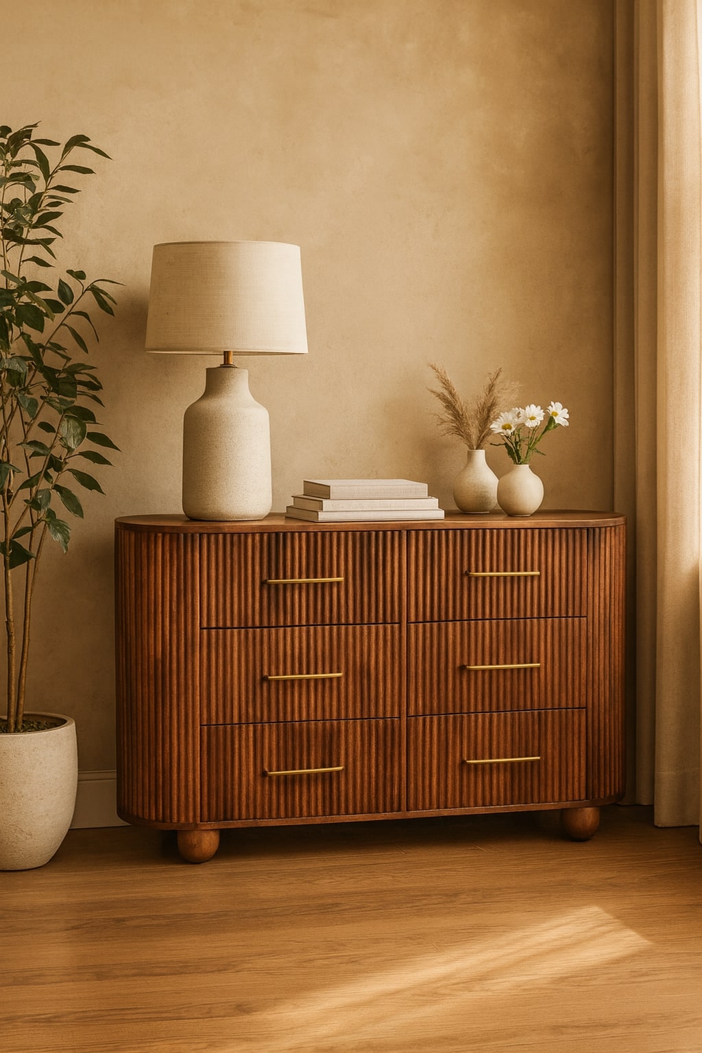 Brown Storage Cabinet - Nora Lane Home furniture - Solid wood - 17.7 x 57.1 x 32.3 in