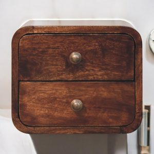 Walnut Storage Floating Nightstand - Nora Lane Home furniture - Solid wood, Walnut finish - 13.78 x 15.75 x 13.78 in