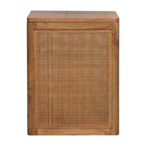 Brown Storage Bench - Nora Lane Home furniture - Solid wood, Rattan detail - 17.72 x 17.72 x 18.5 in