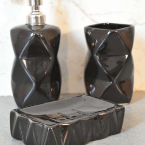 Black Marble Bathroom Accessories - Nora Lane Home furniture - Marble detail - 11.81 x 11.81 x 9.84 in